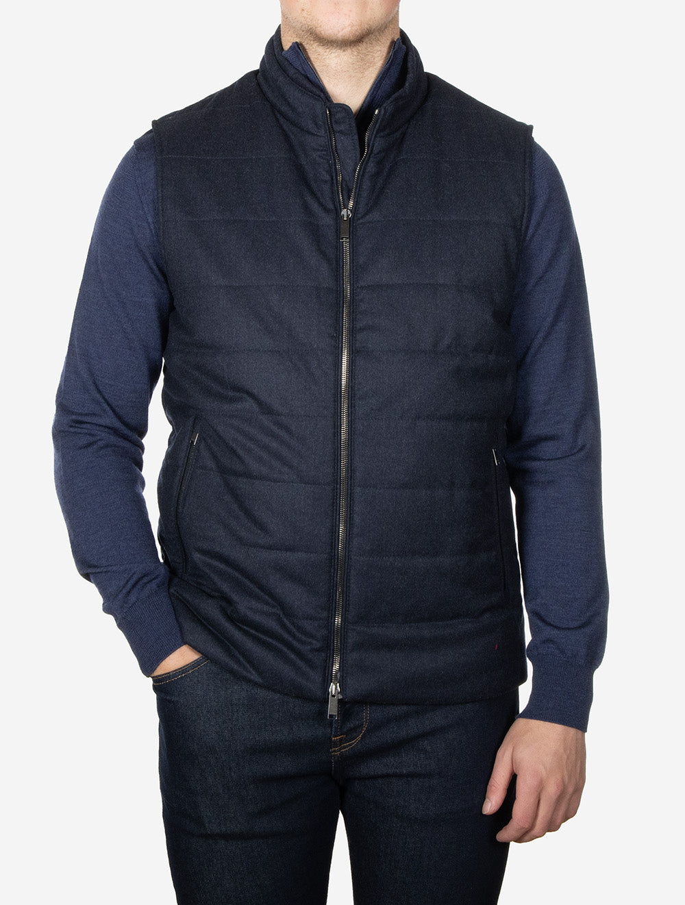Wool Padded Gilet Navy