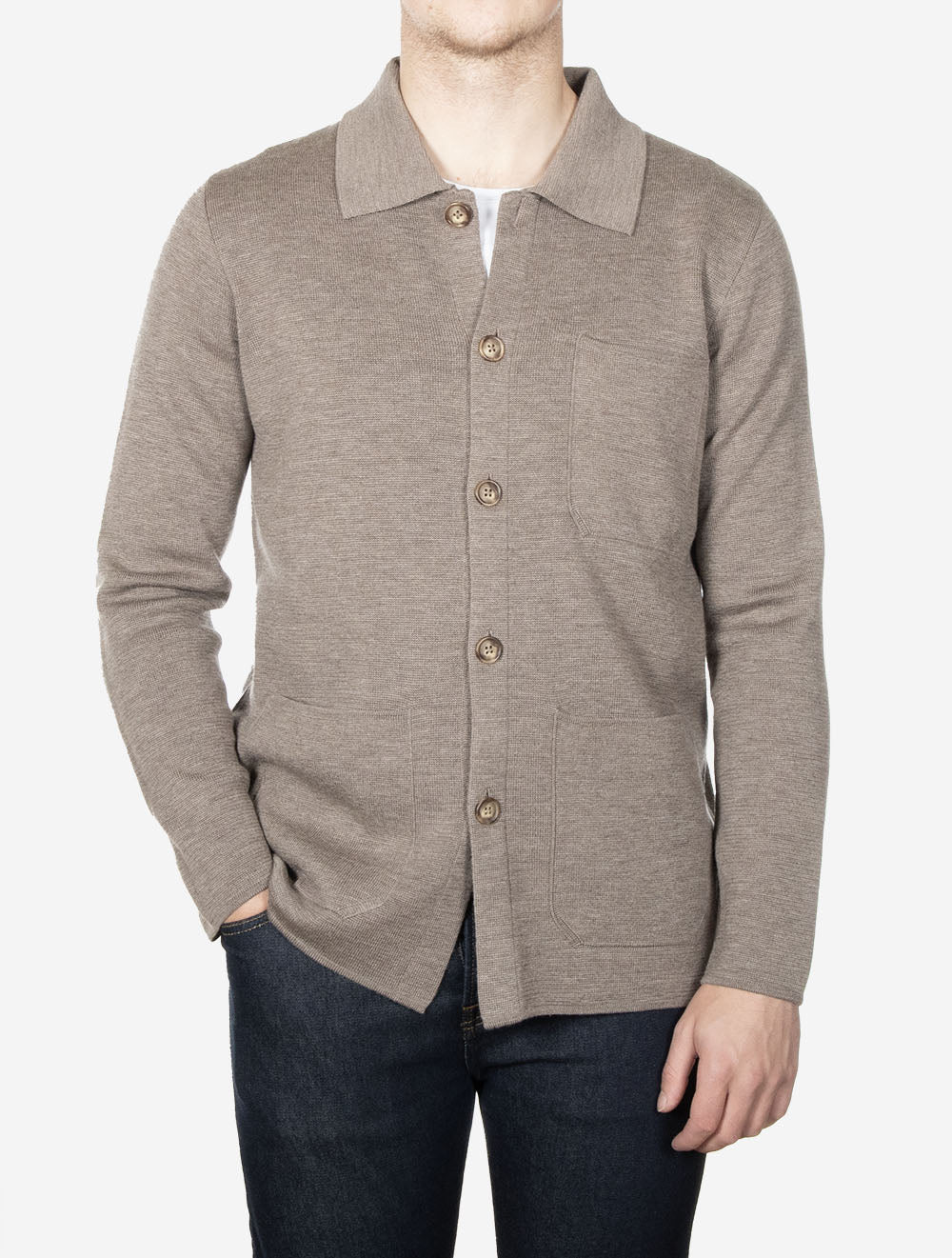 Merino Knit Overshirt Brown