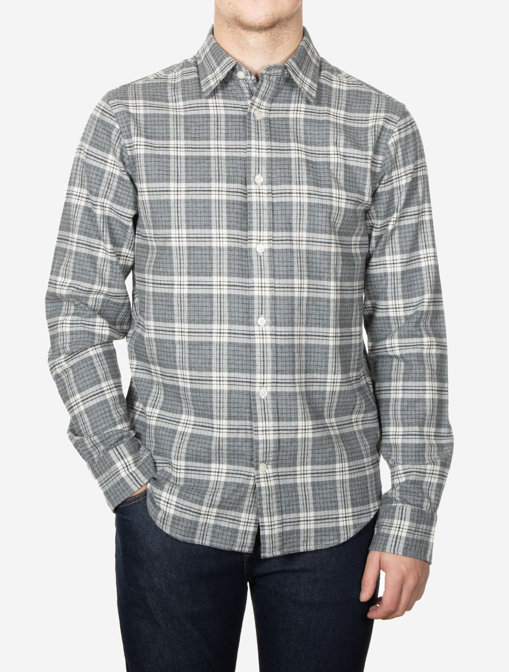 Regular Fit Check Shirt in Dark Grey Melange