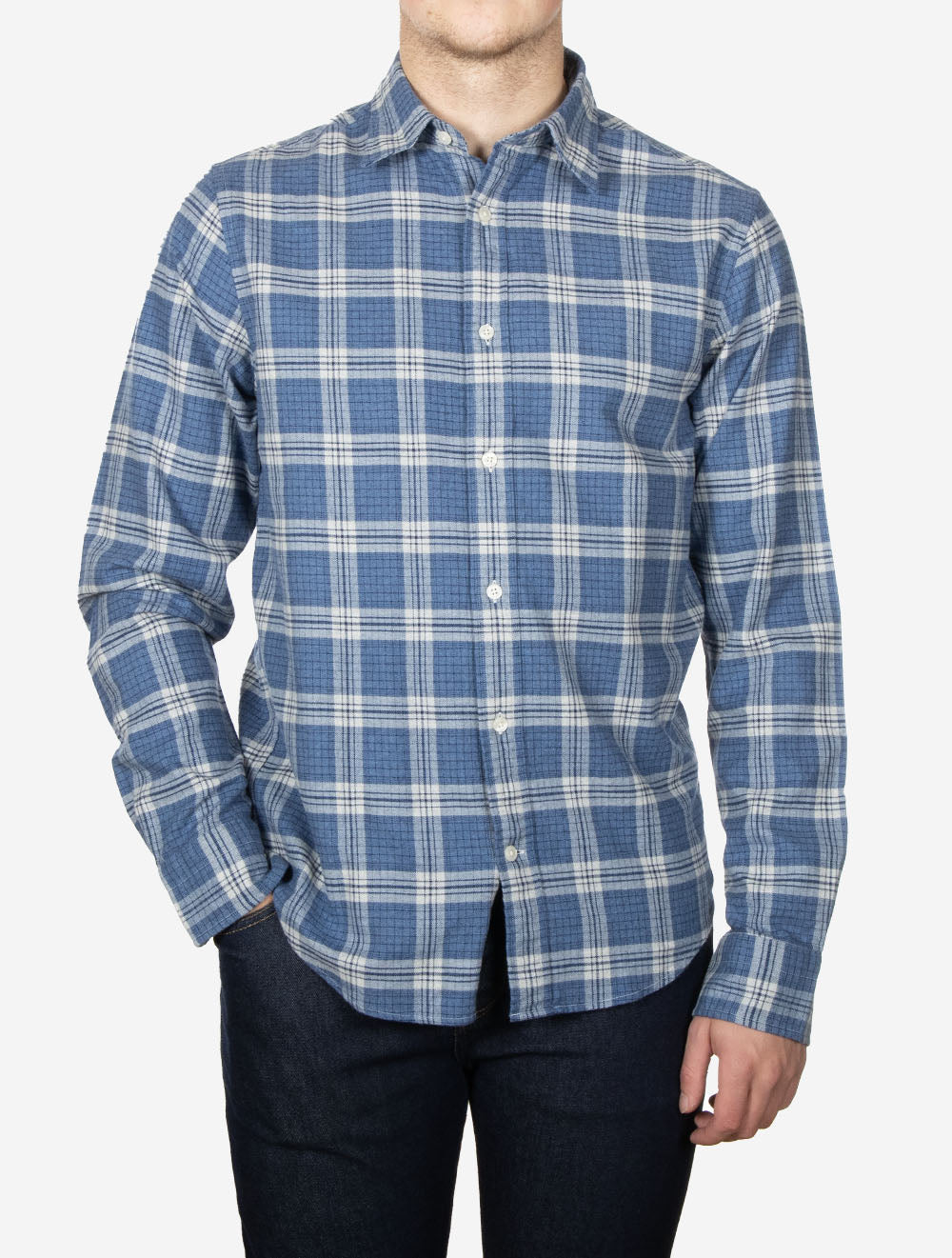 Regular Fit Check Shirt Denim Blue Melange