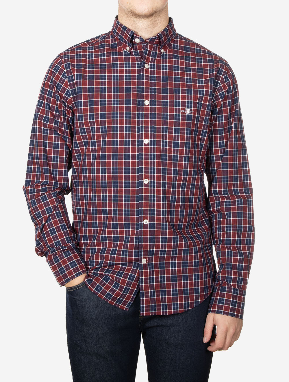 Regular Fit Checked Classic Poplin Shirt Plumped Red