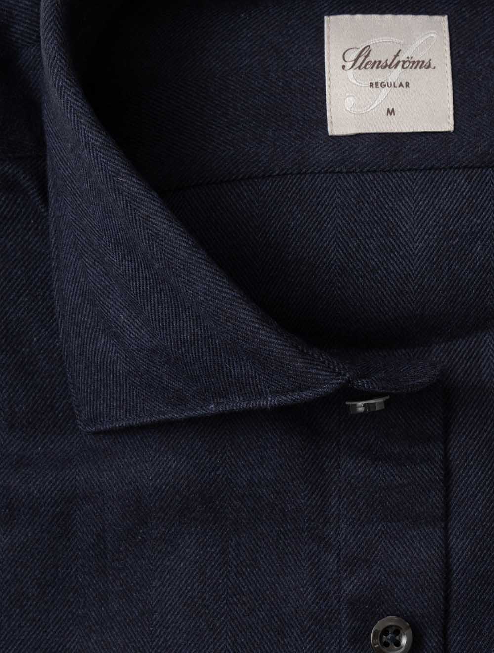 Regular Herringbone Shirt Navy