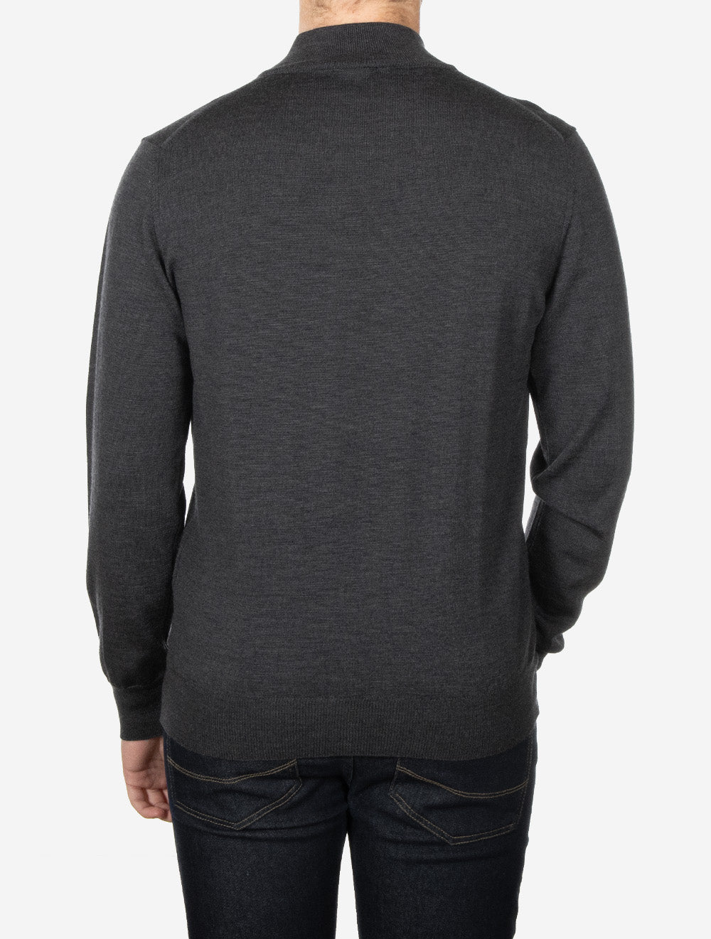 Merino Half Zip Mock Neck Dark Grey