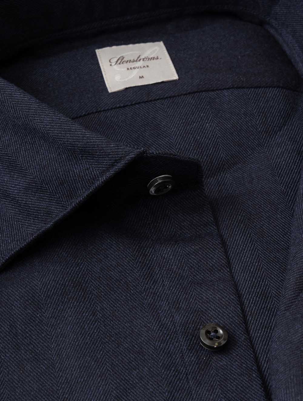 Regular Herringbone Shirt Navy