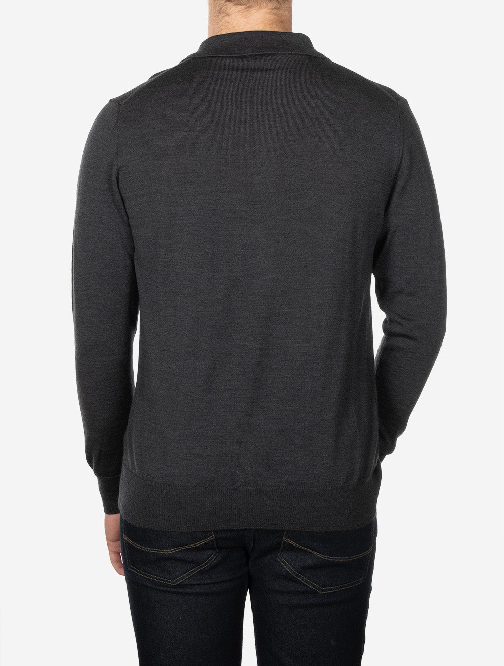 Merino Long Sleeve Polo Antracite