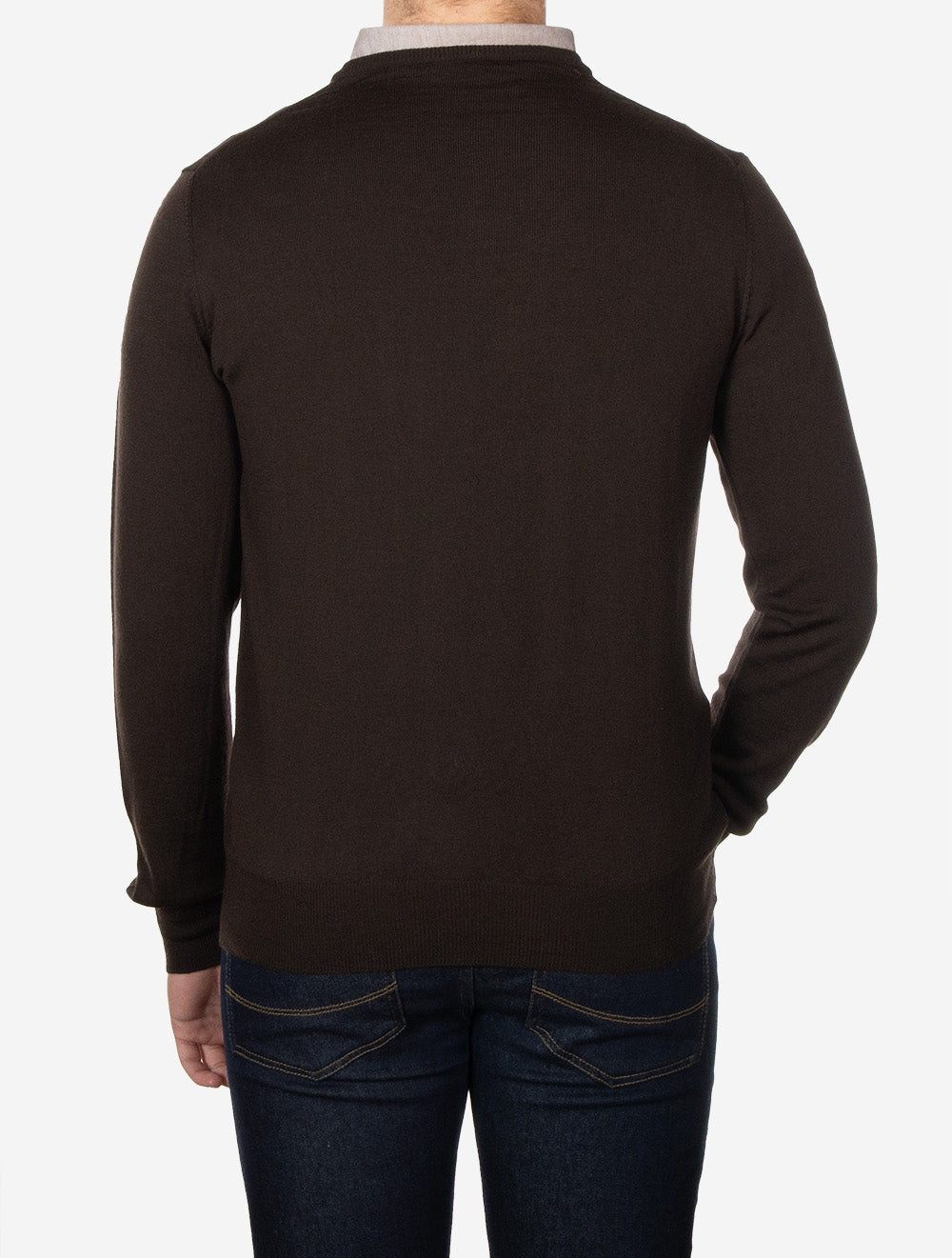 Merino Wool V Neck Dark Brown