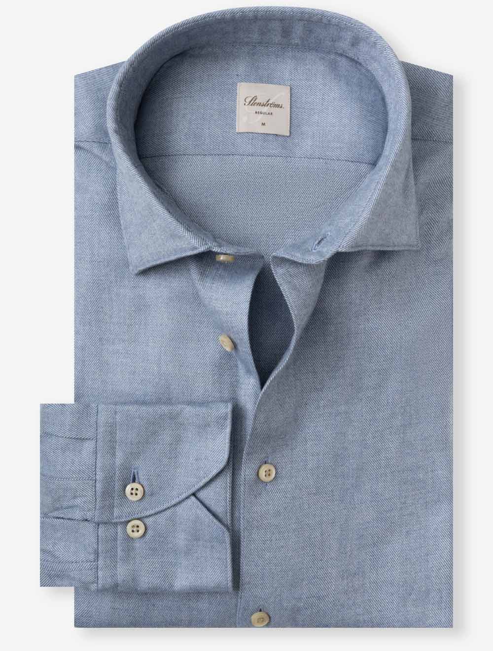 Regular Herringbone Shirt Blue