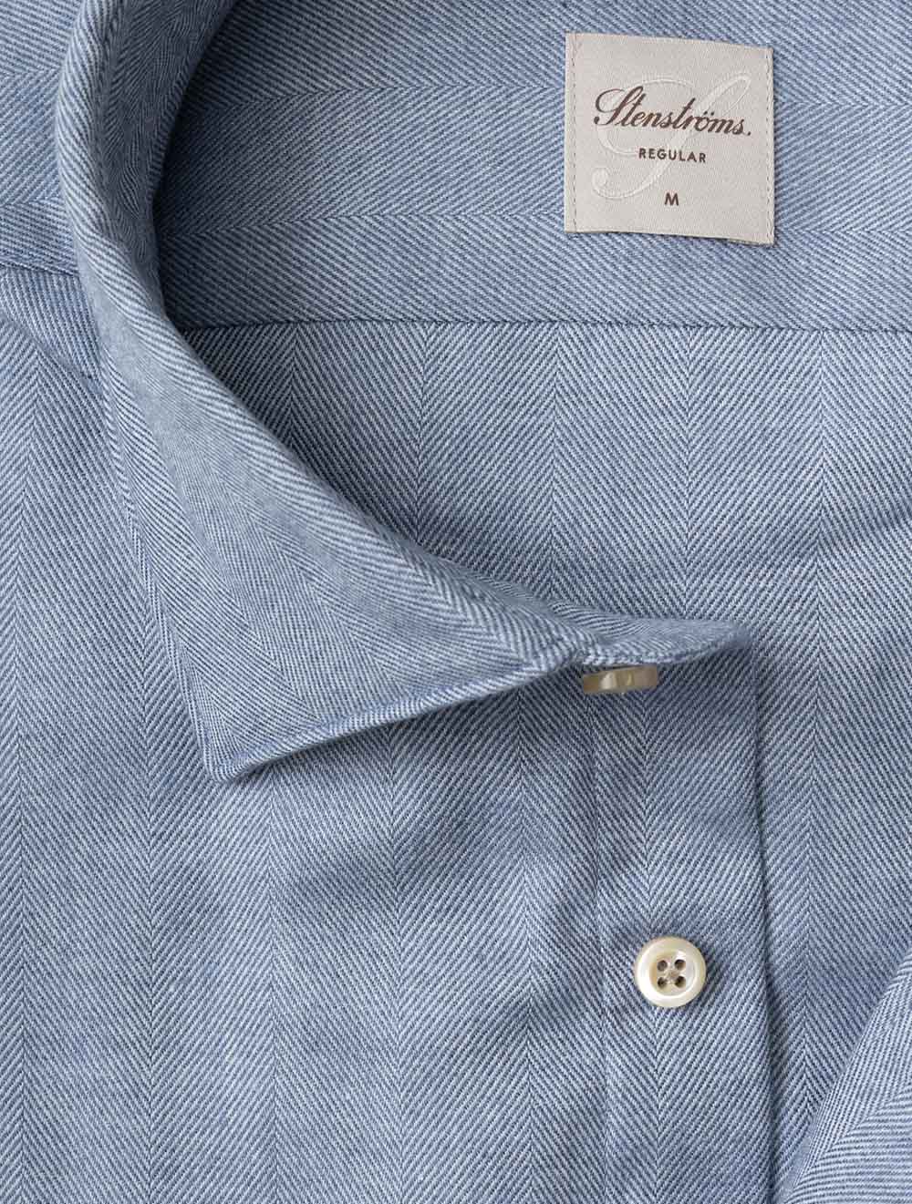 Regular Herringbone Shirt Blue