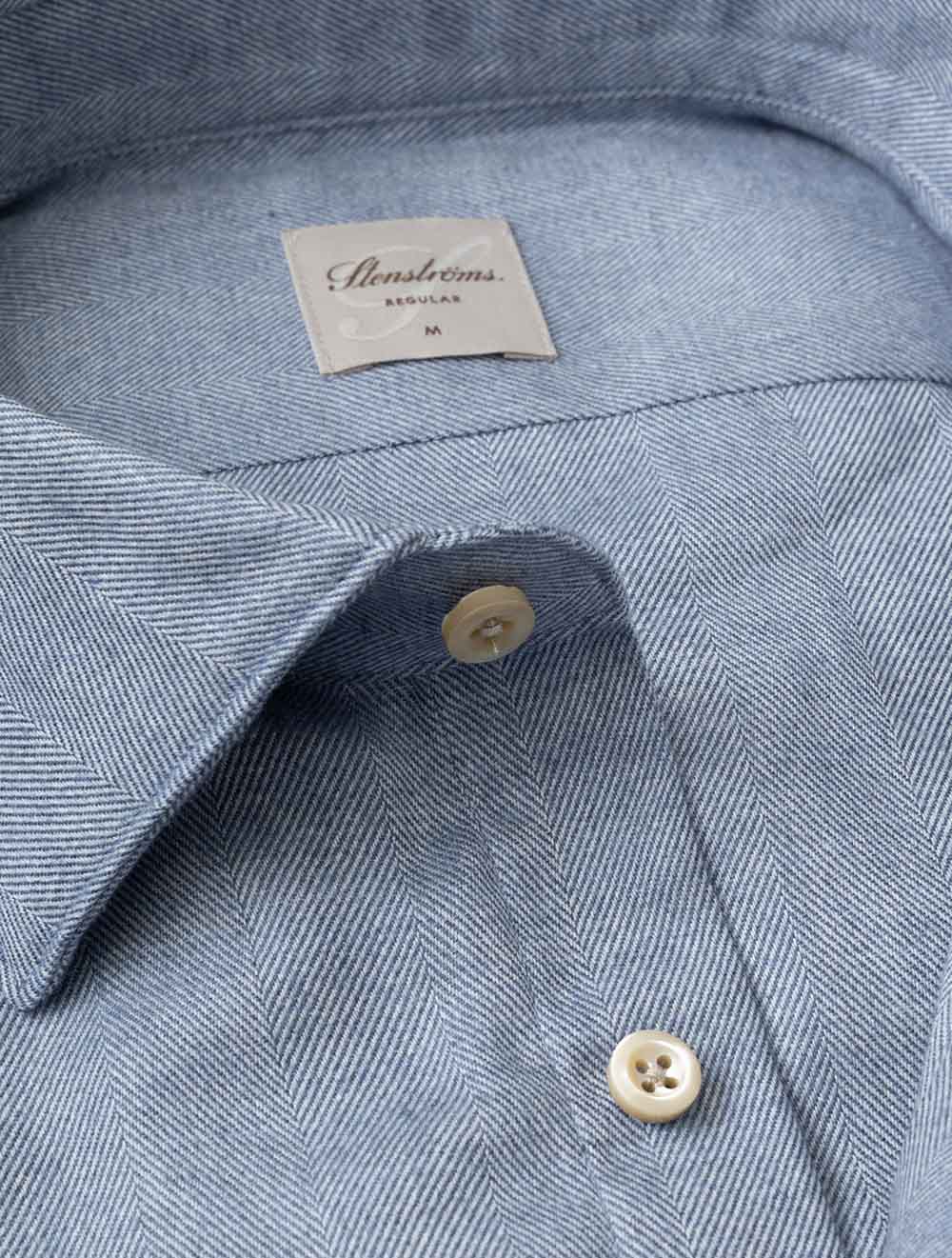 Regular Herringbone Shirt Blue