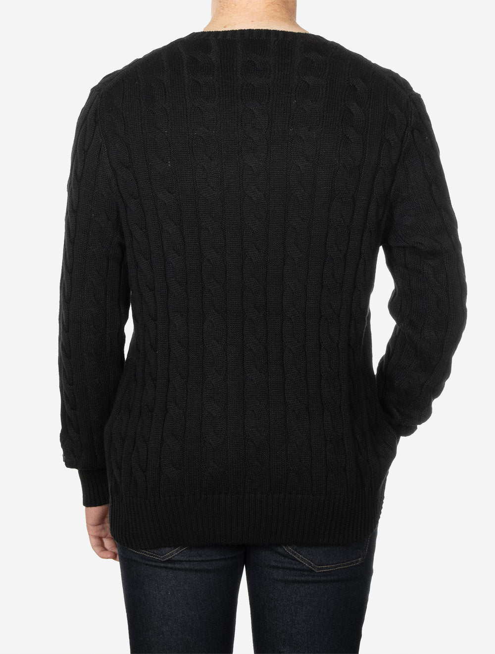 Cable Crew Neck Pullover Black