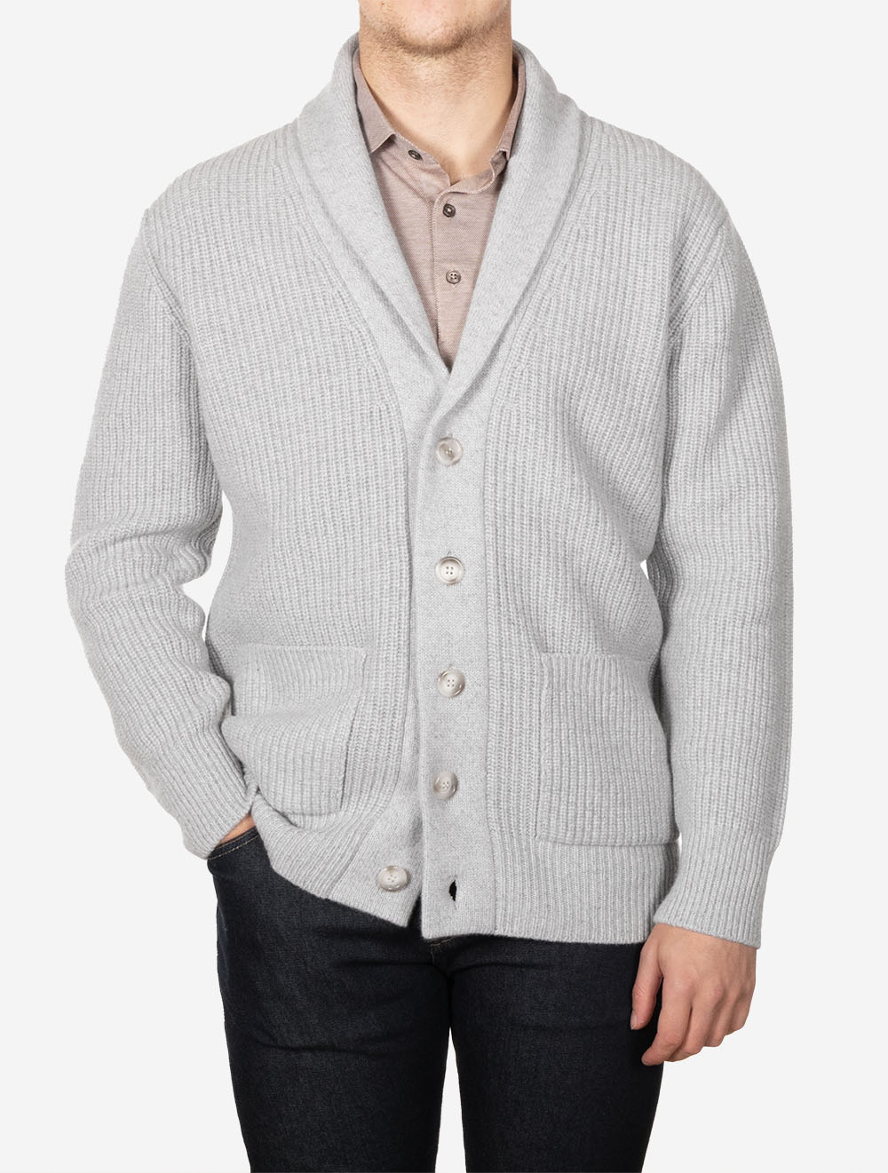 Gilet châle gris
