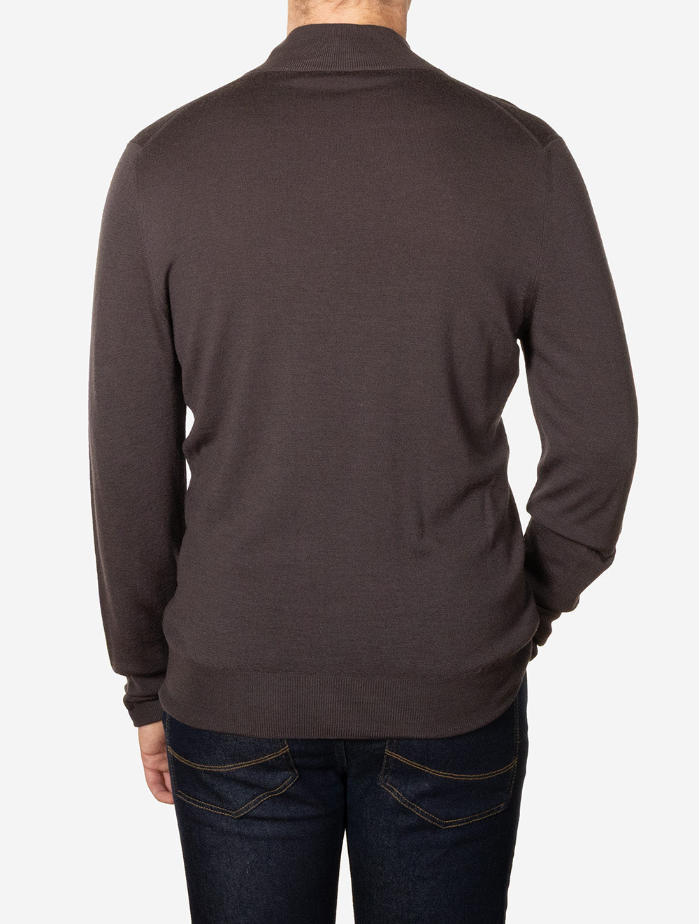 Canali Pure Wool Half Zip Knit Brown