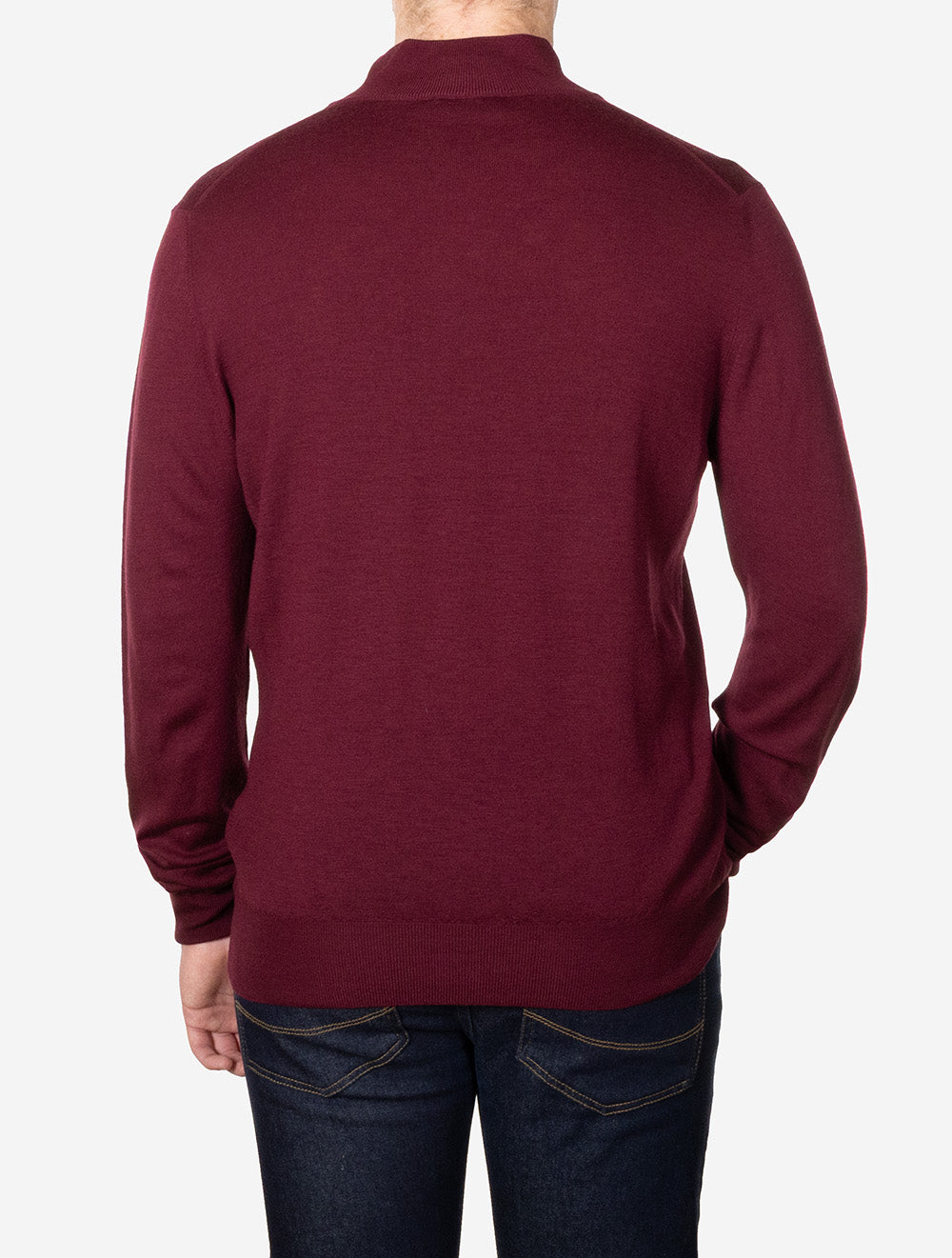 Pure Wool Half Zip Knit Wine