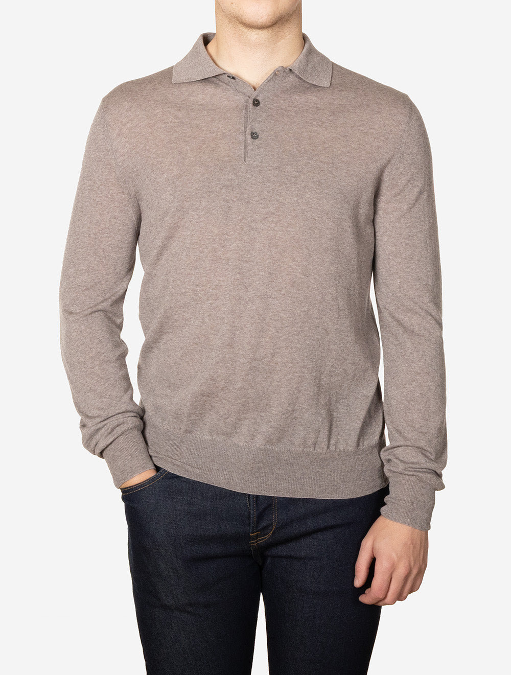 Canali Pure Wool Half Zip Knit Beige