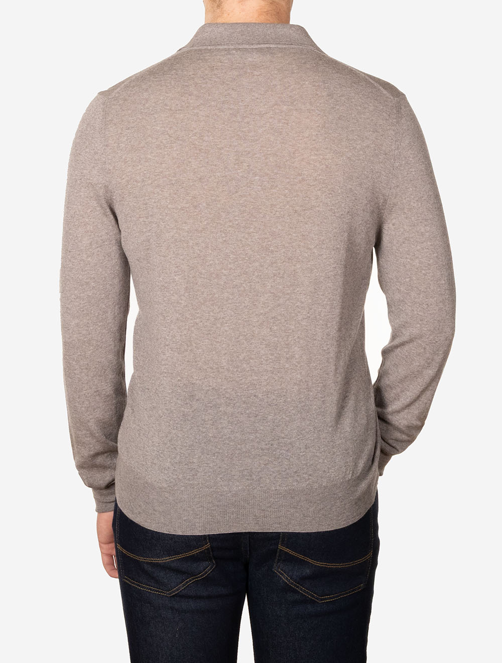 Canali Pure Wool Half Zip Knit Beige