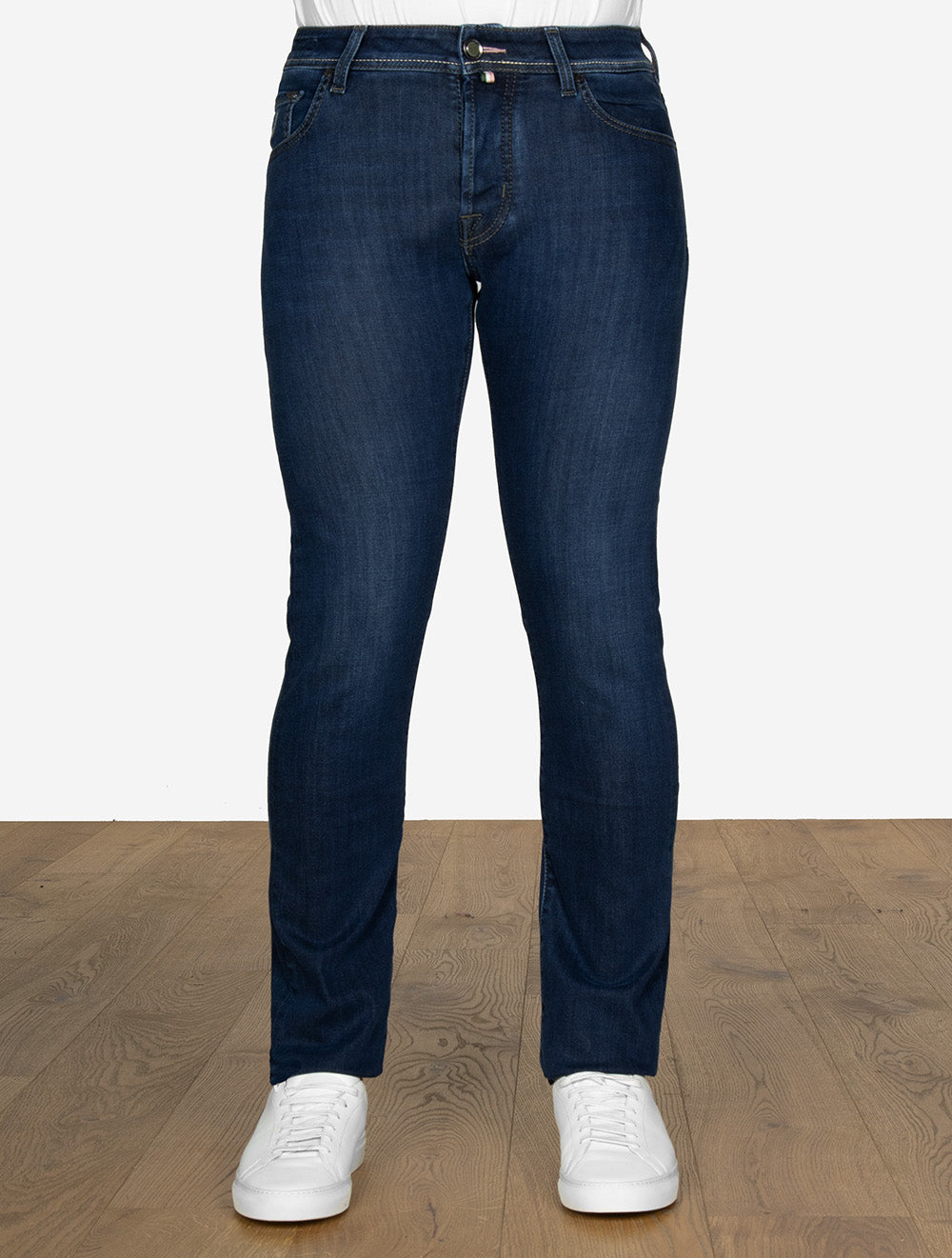 Nick Slim Fit Jeans Denim Striped Badge Blue
