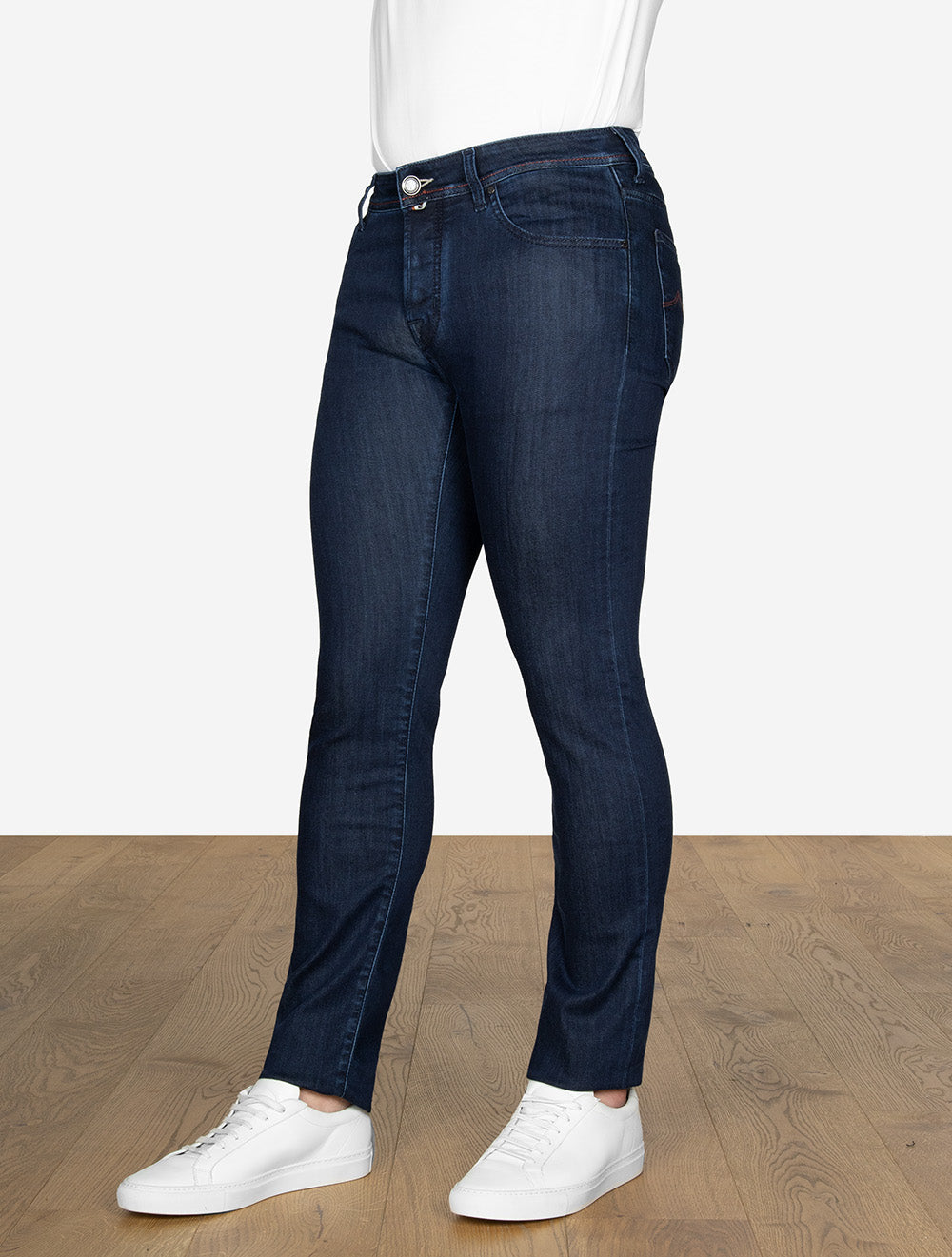Nick Slim Fit Denim Striped Badge Jeans Navy
