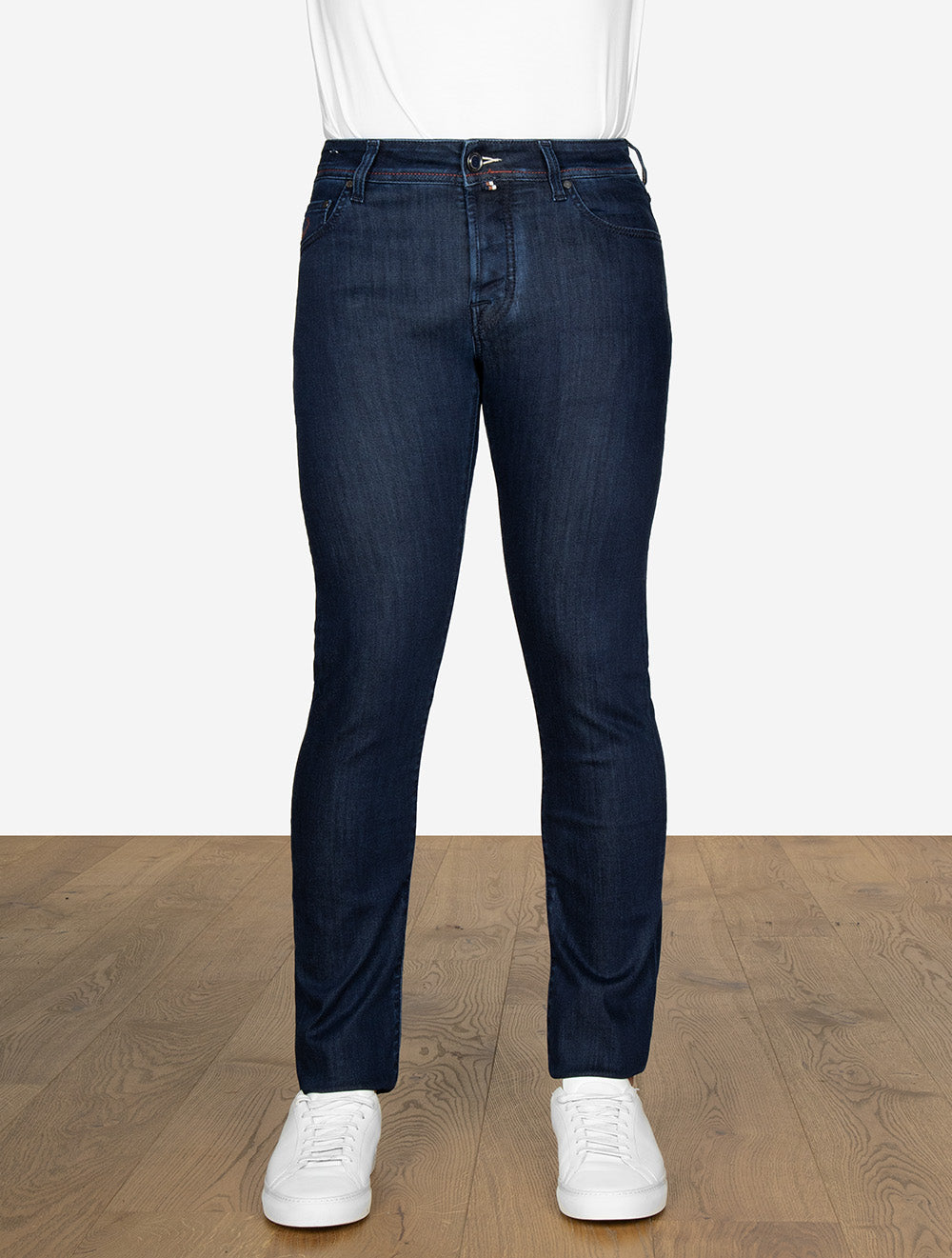 Nick Slim Fit Denim Striped Badge Jeans Navy