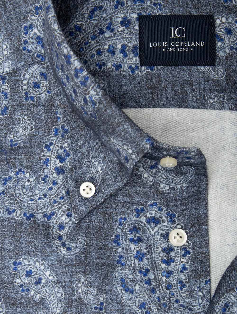 Chemise boutonnée à motif cachemire bleu marine