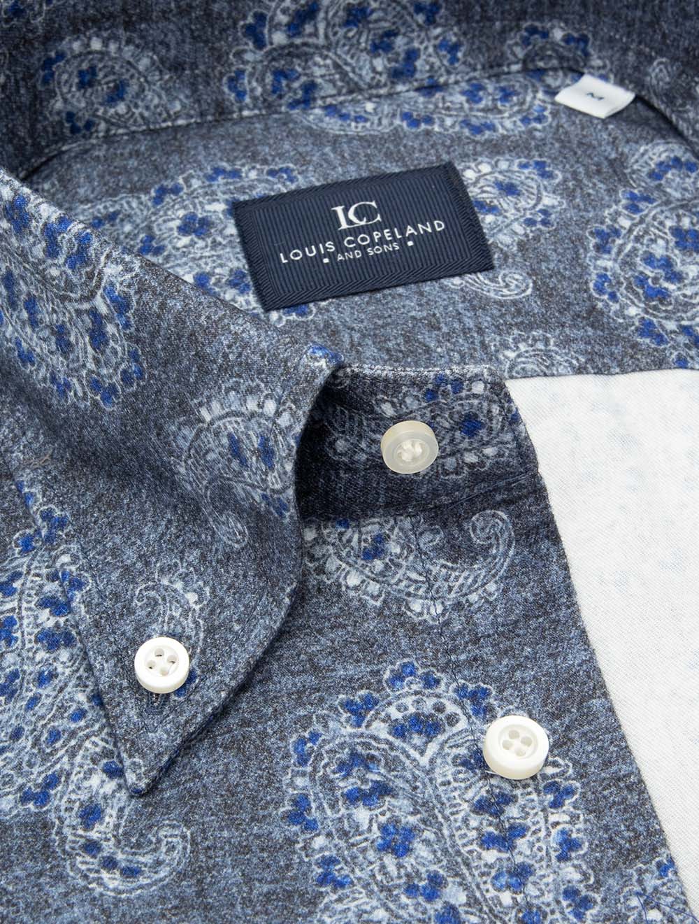 Chemise boutonnée à motif cachemire bleu marine