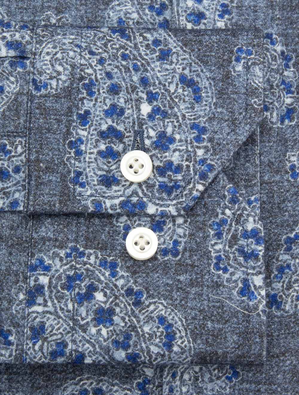 Chemise boutonnée à motif cachemire bleu marine