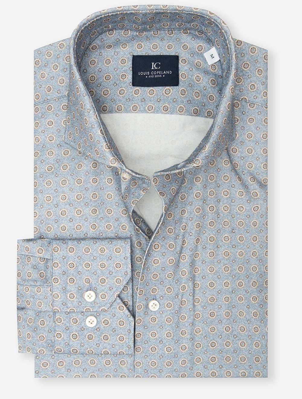 Casual Medallion Pattern Shirt Blue