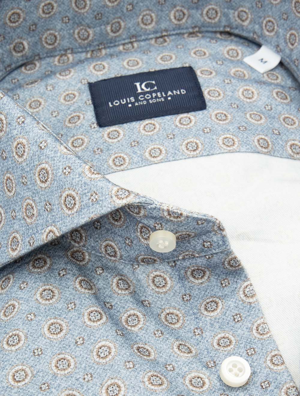Casual Medallion Pattern Shirt Blue