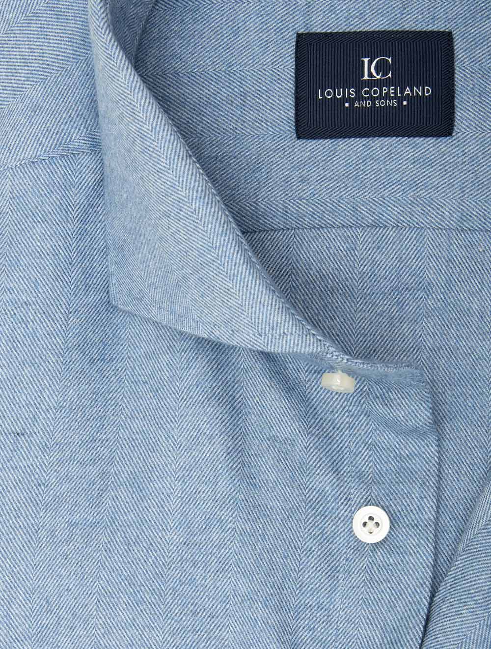 Herringbone Casual Shirt Blue