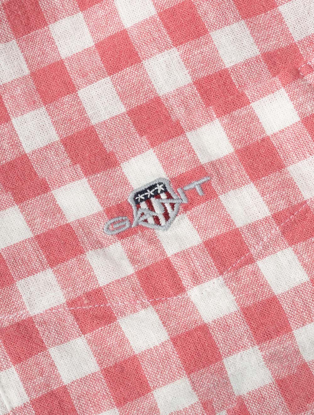 Regular Fit Cotton Linen Gingham Shirt Rose Pink
