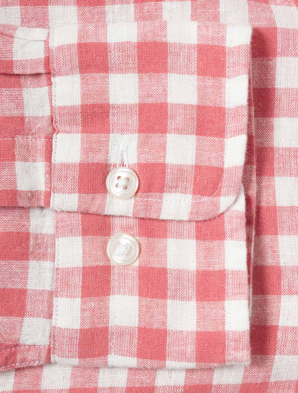 Regular Fit Cotton Linen Gingham Shirt Rose Pink