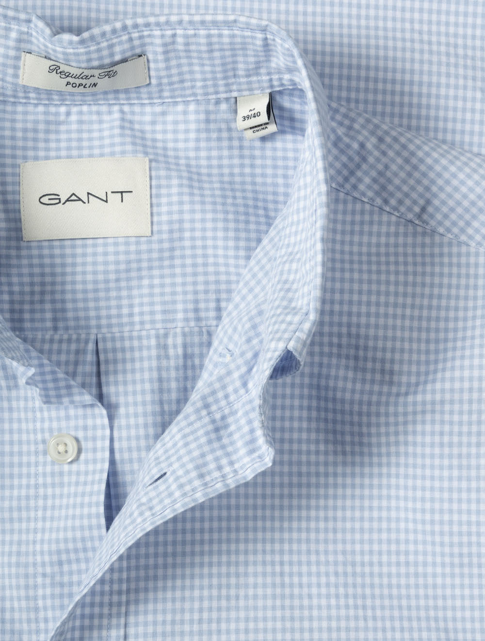Regular Fit Poplin Gingham Short Sleeve Shirt Light Blue