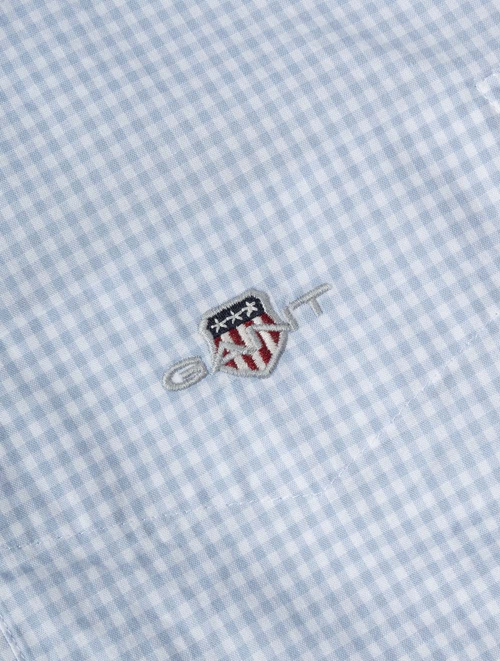 Regular Fit Poplin Gingham Short Sleeve Shirt Light Blue