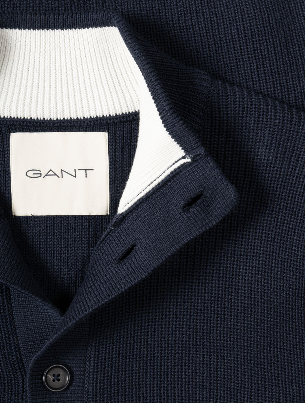Cotton Rib Buttoned Cardigan Evening Blue