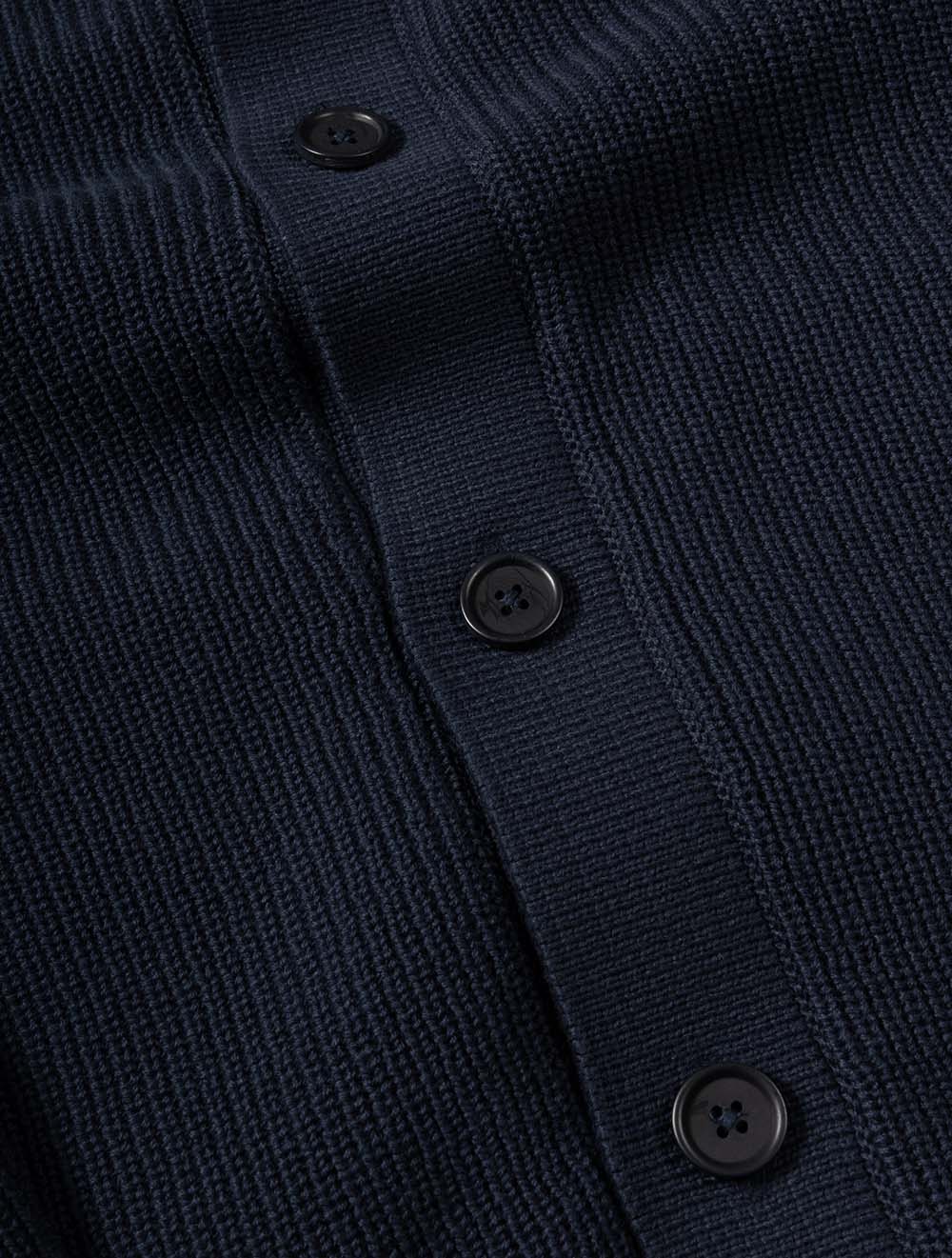 Cotton Rib Buttoned Cardigan Evening Blue