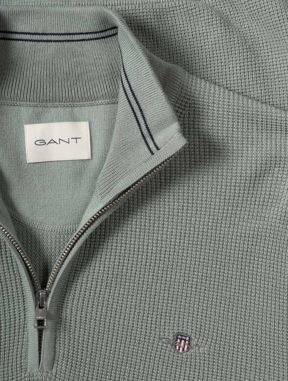 Micro Textured Cotton Half Zip Ceramic Grey