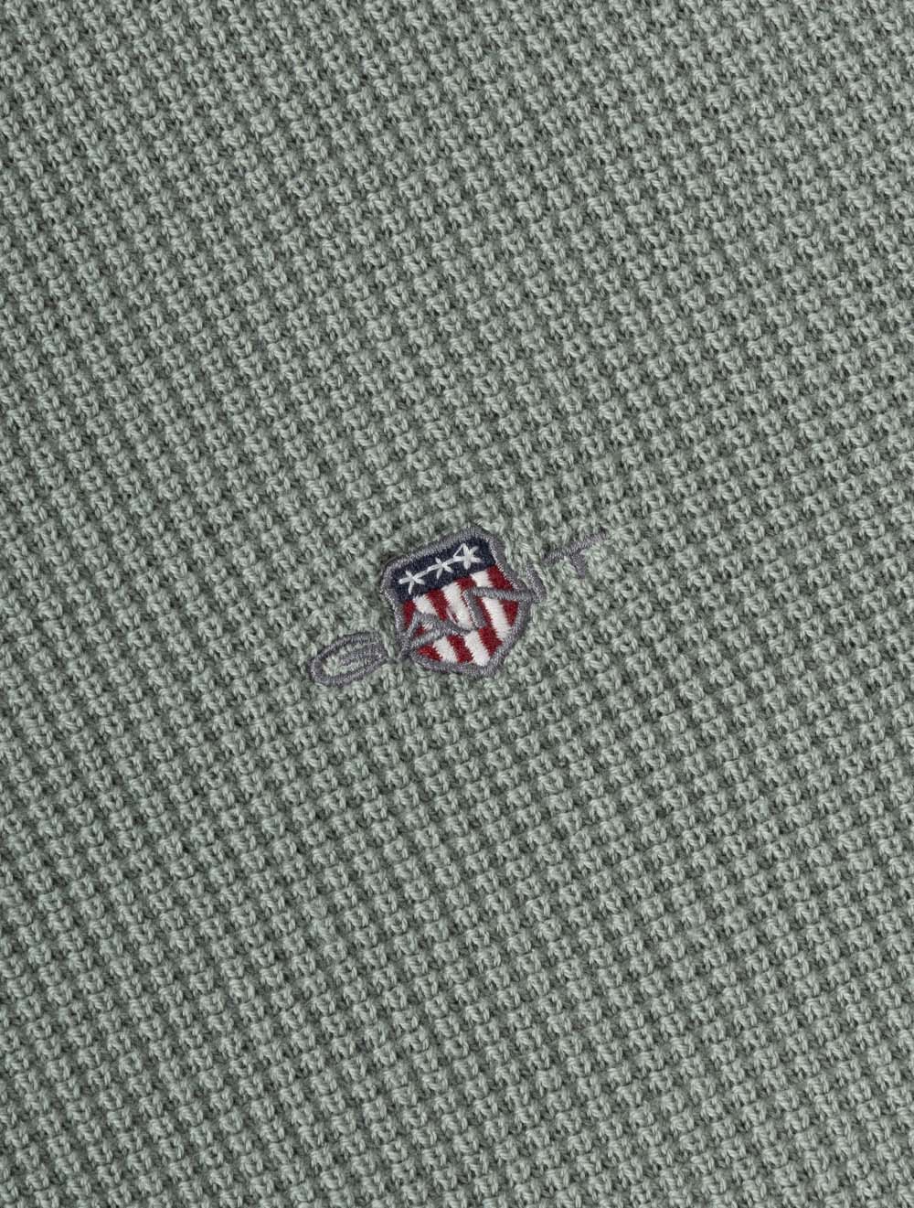 Micro Textured Cotton Half Zip Ceramic Grey