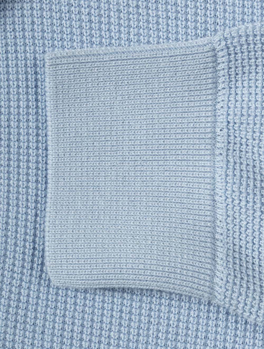 Micro Textured Cotton Half Zip Fresh Blue