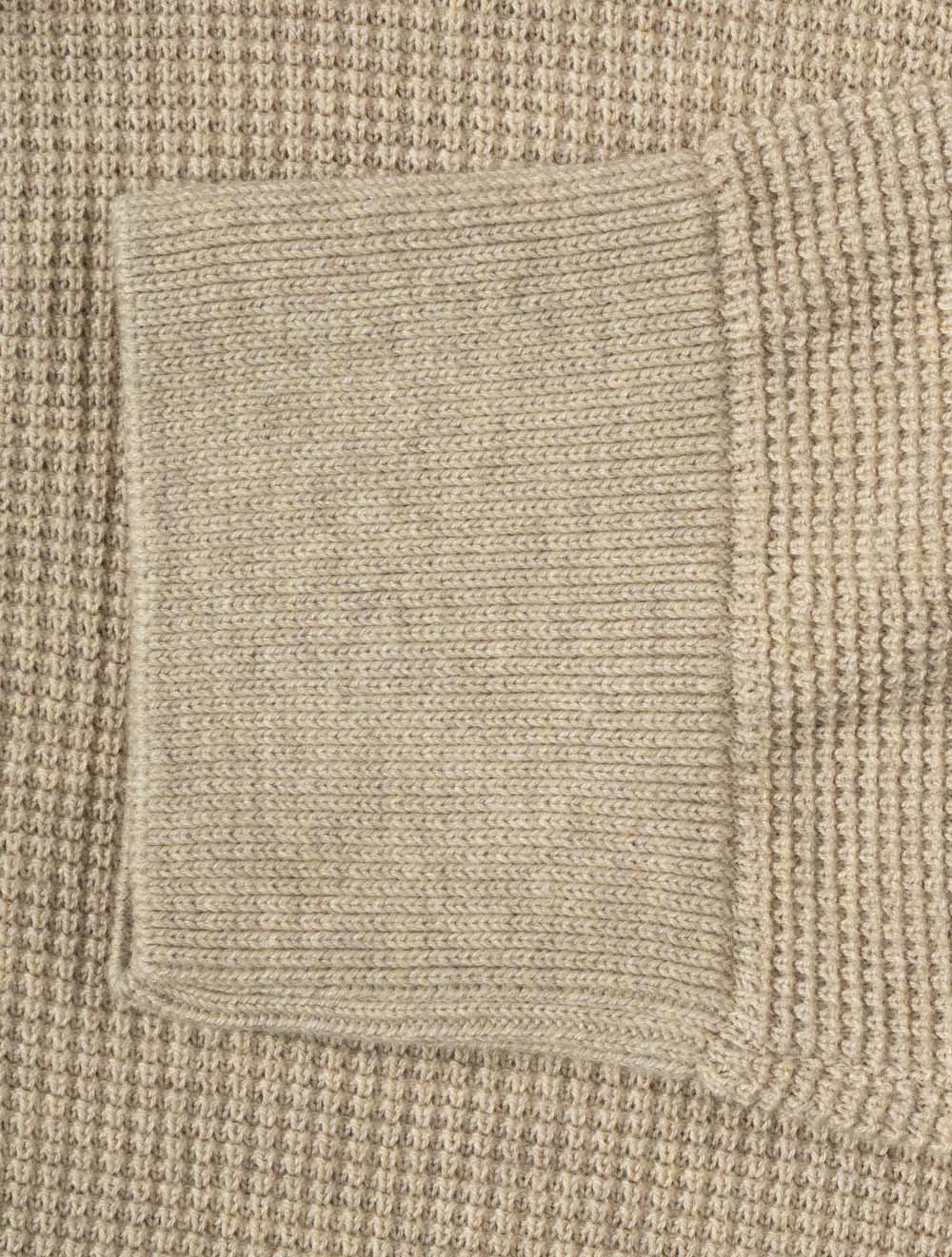 Micro Textured Cotton Half Zip Oat Melange