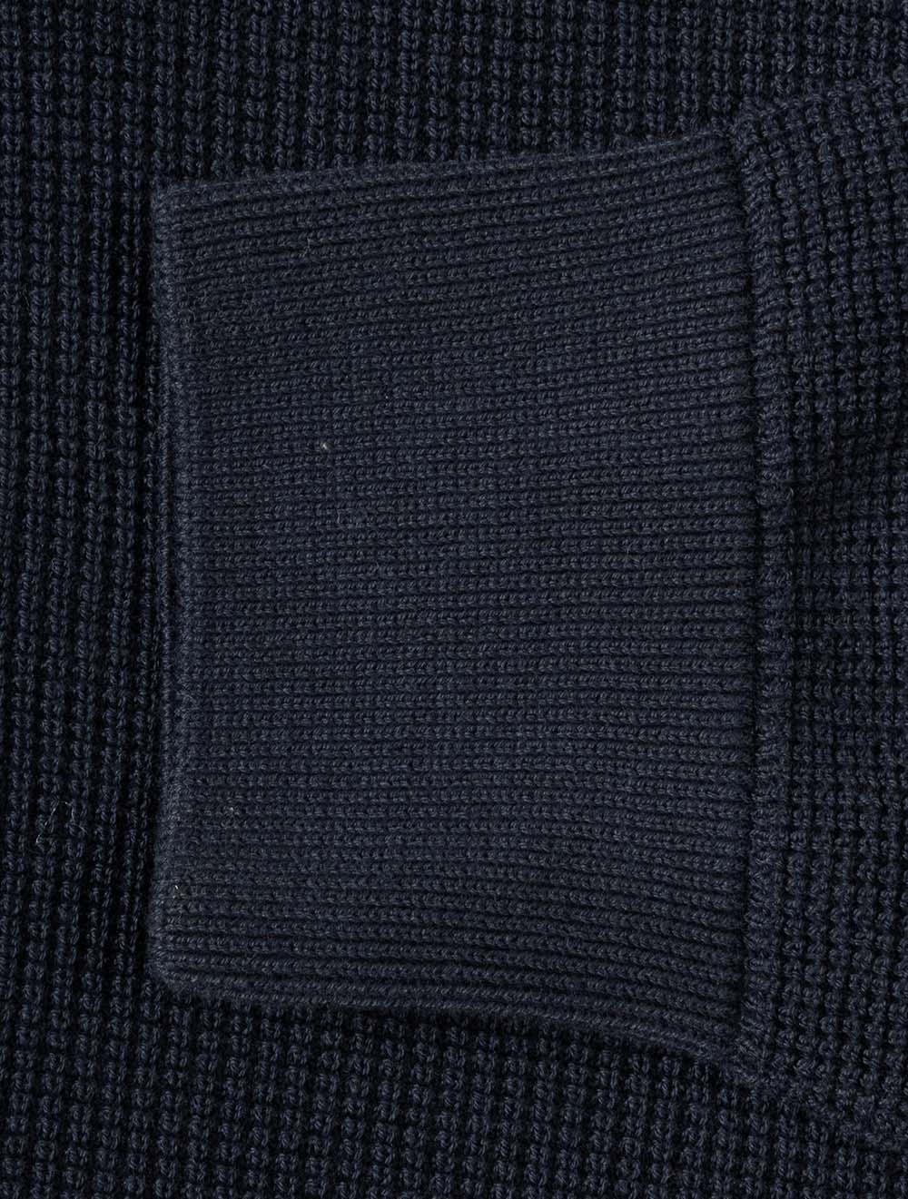 Micro Textured Cotton Half Zip Evening Blue
