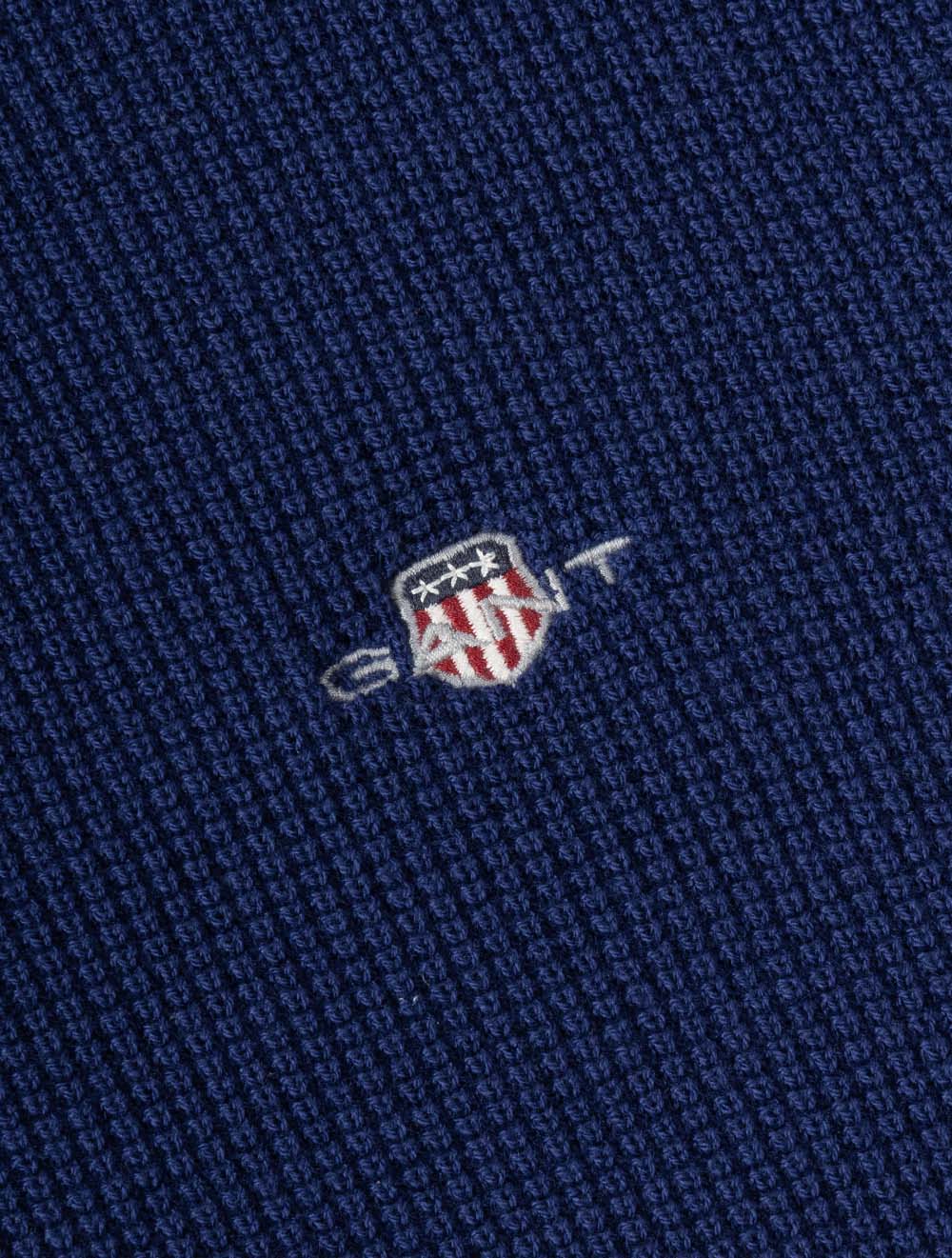 Micro Textured Cotton Half Zip Rich Navy
