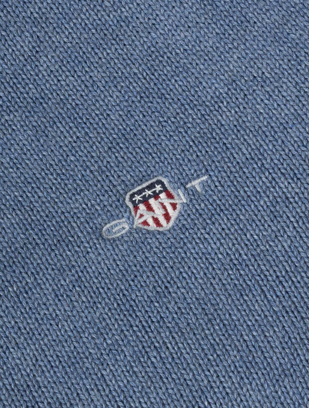 Casual Cotton Half Zip Denim Blue Melange