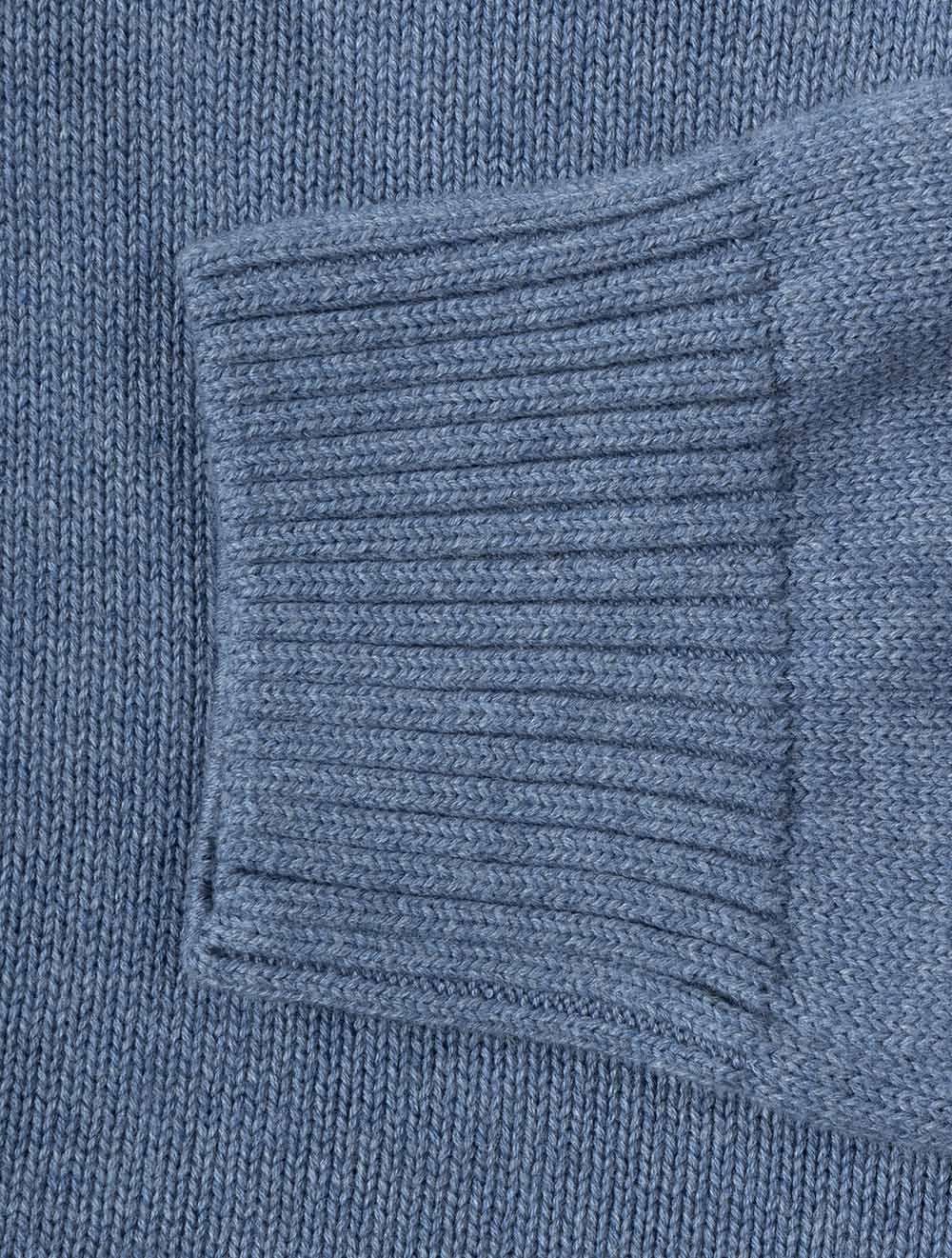 Casual Cotton Half Zip Denim Blue Melange