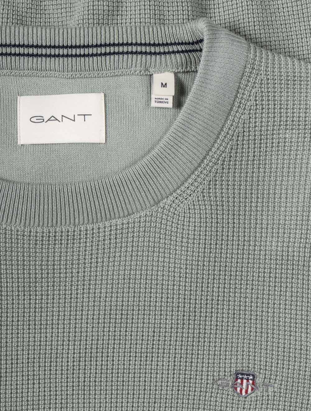 Micro Textured Cotton Crew Neck Ceramic Grey