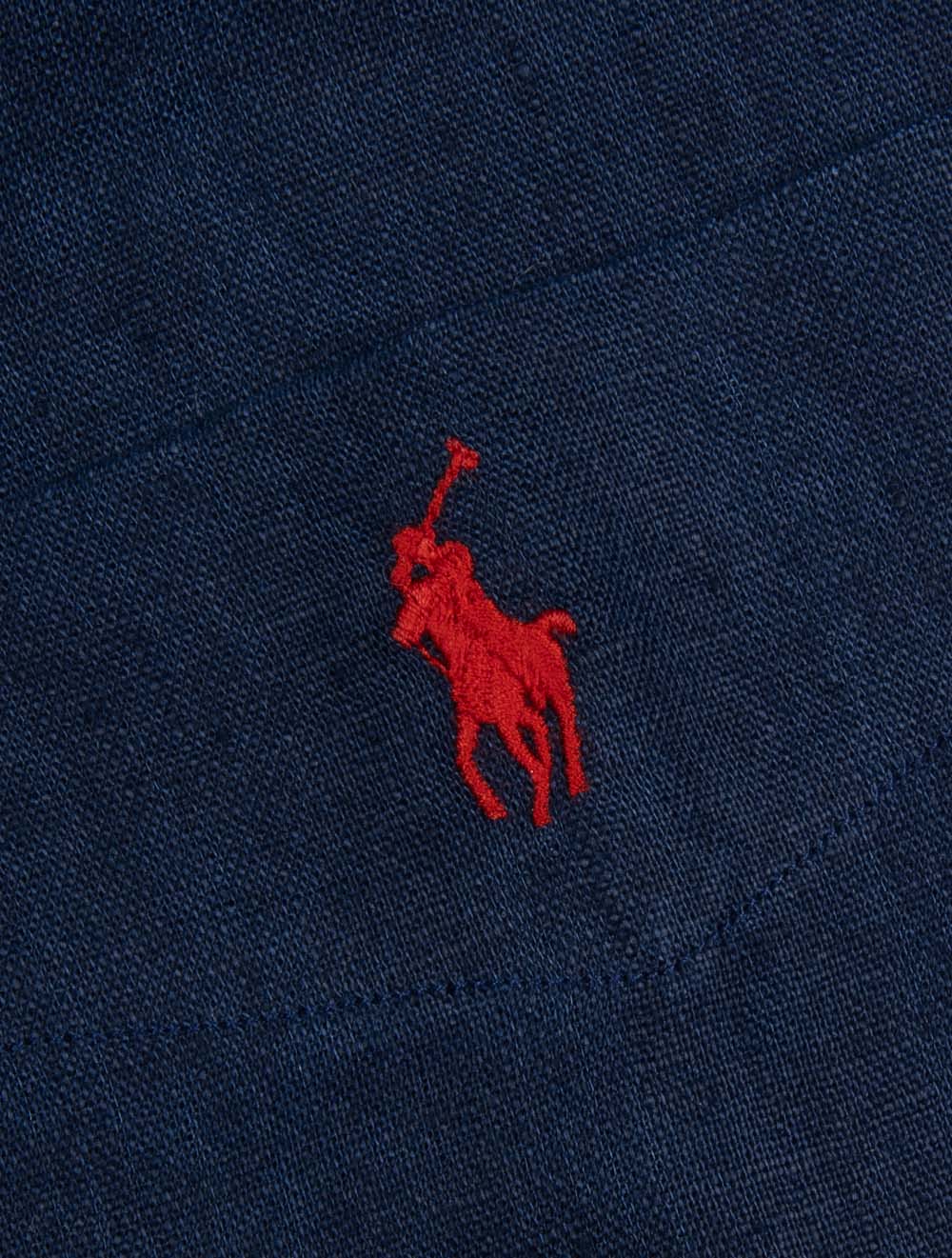 Linen Short Sleeve Camp Shirt Navy