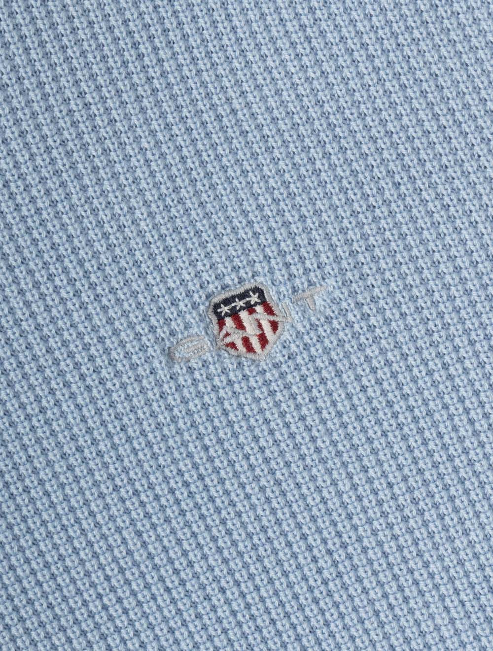 Micro Textured Cotton Crew Neck Fresh Blue