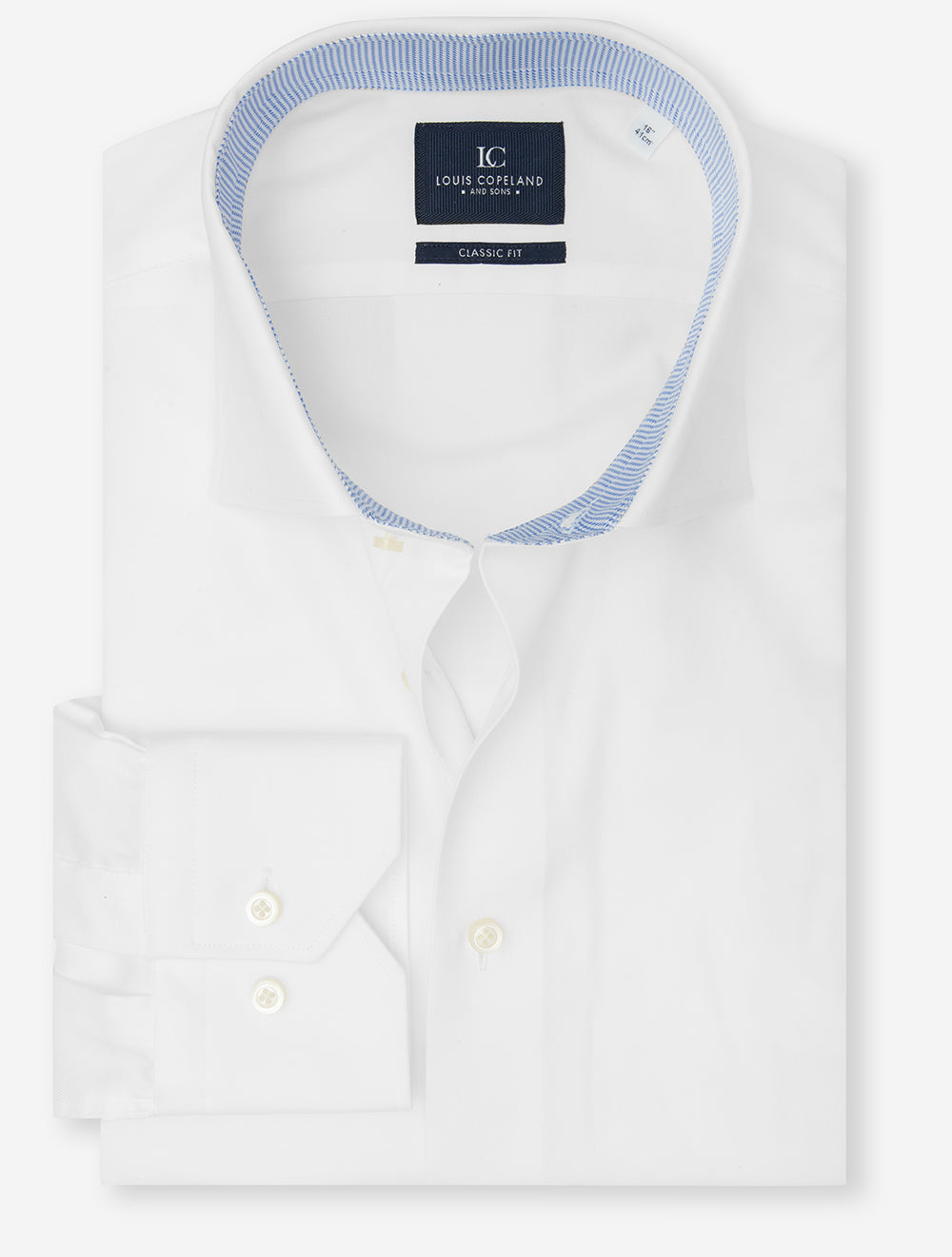 Classic Plain Shirt with Inlay White