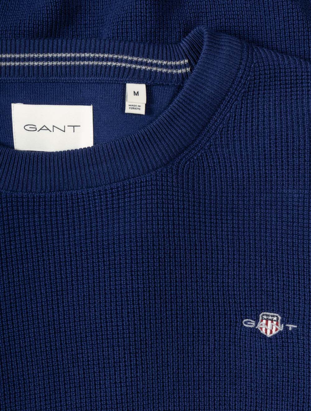 Micro Textured Cotton Crew Neck Rich Navy