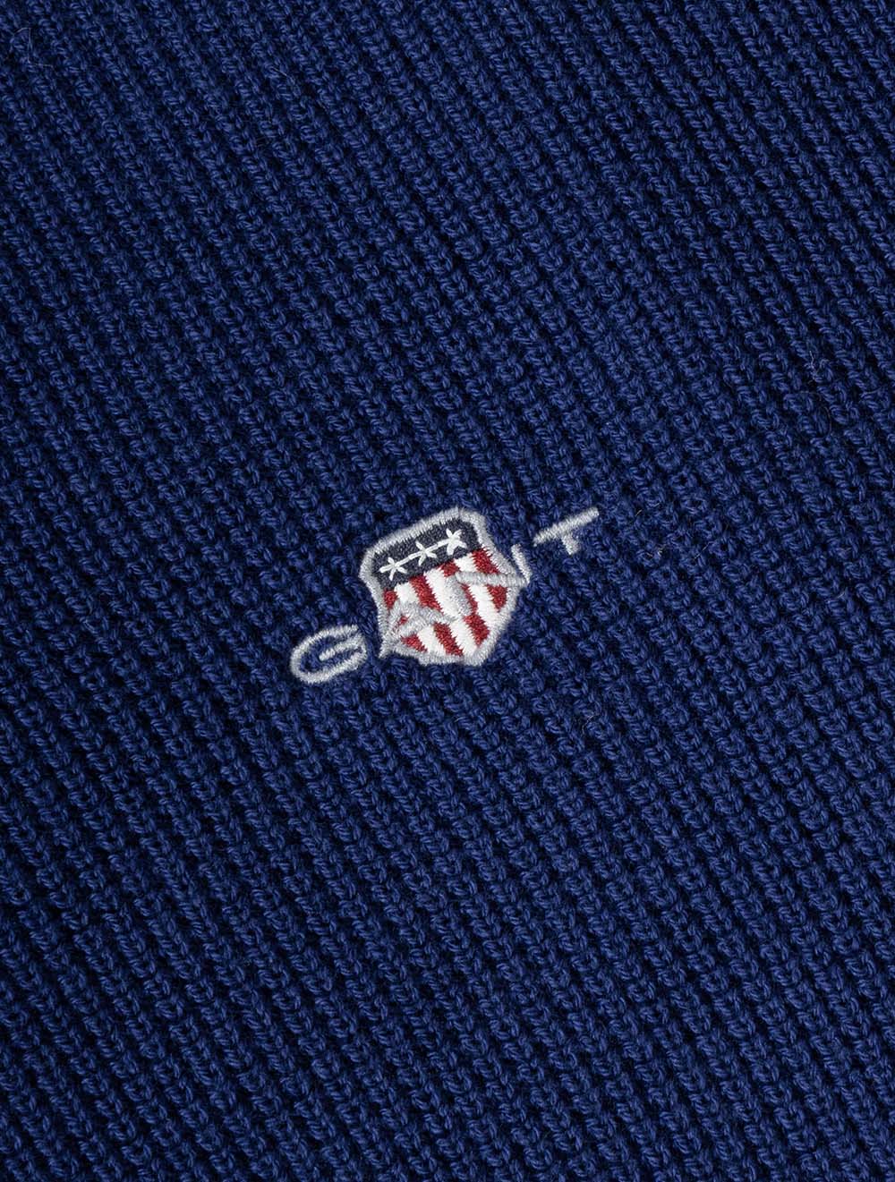 Micro Textured Cotton Crew Neck Rich Navy