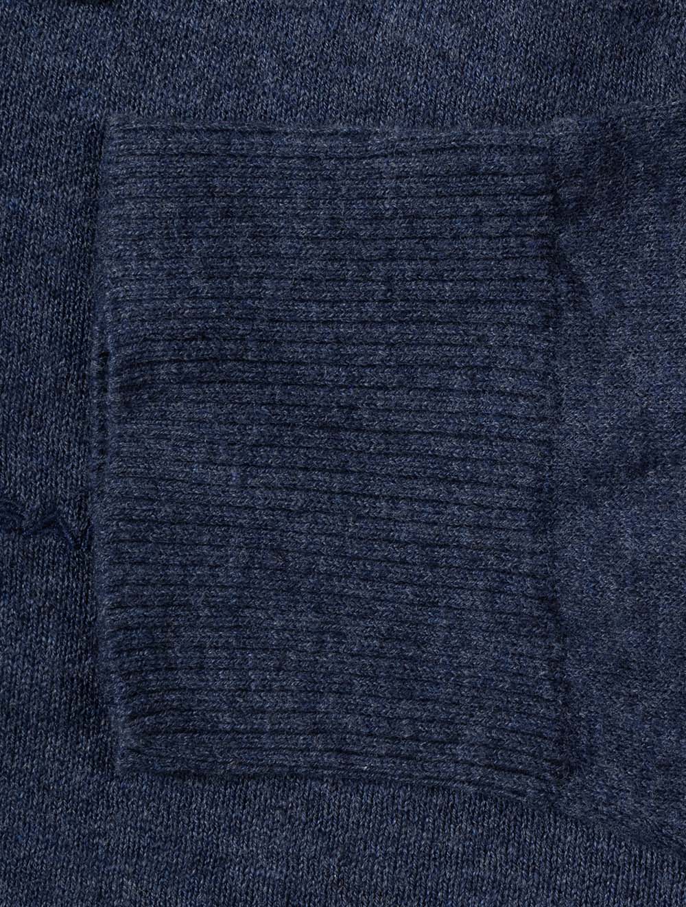 Slub Cotton Linen Polo Dark Indigo Melange
