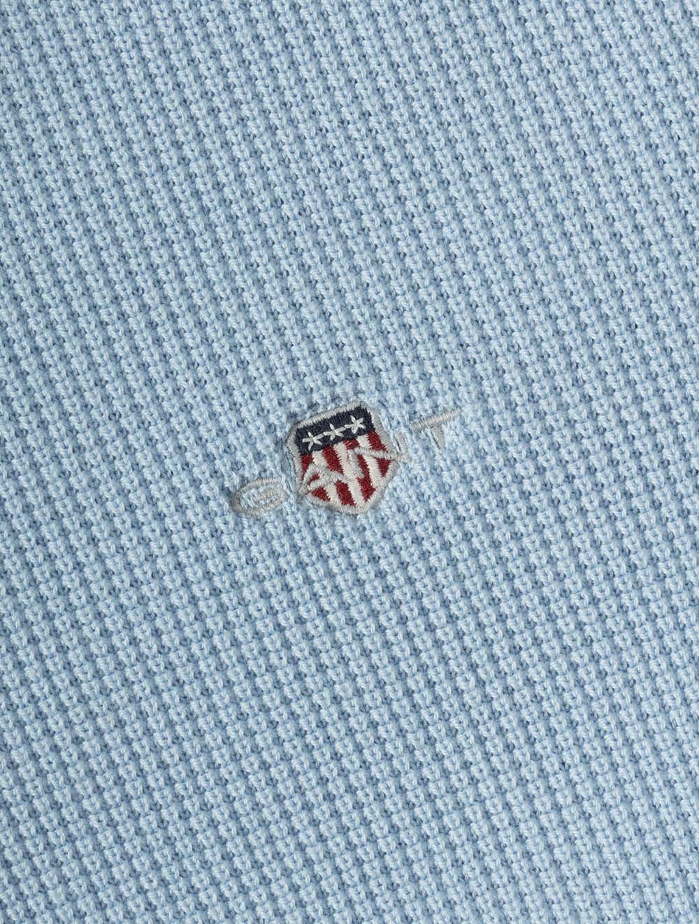 Micro Textured Cotton Short Sleeve Polo Fresh Blue